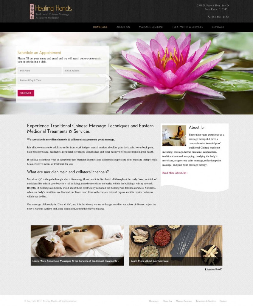 Healing Hands Homepage Design